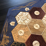 Blue Stained Catan Compatible Board Set with Laser Etched Terrain, Border and Number Pieces - CCHobby