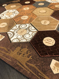 Stained Settlers of Catan Board Set with Laser Etched Terrain, Border and Number Pieces - CCHobby
