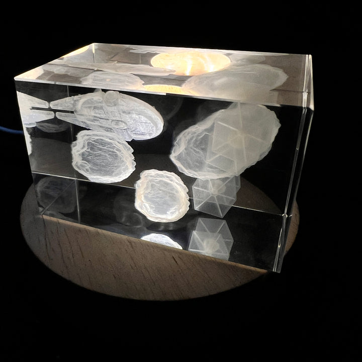 Millennium Falcon Asteroid Chase With Tie Fighters Lighted Cryo Starship