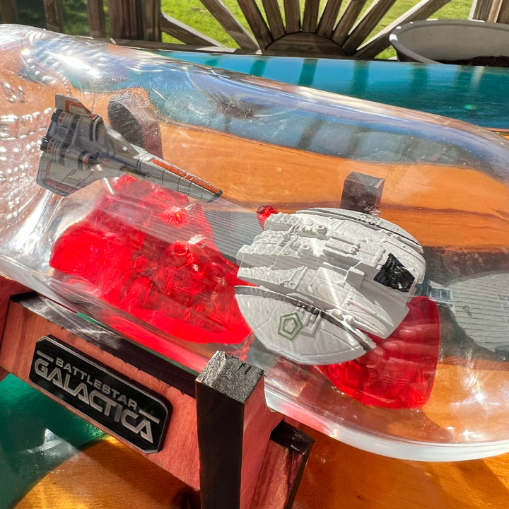 Battlestar Galactica Viper vs Raider Starship in a Bottle