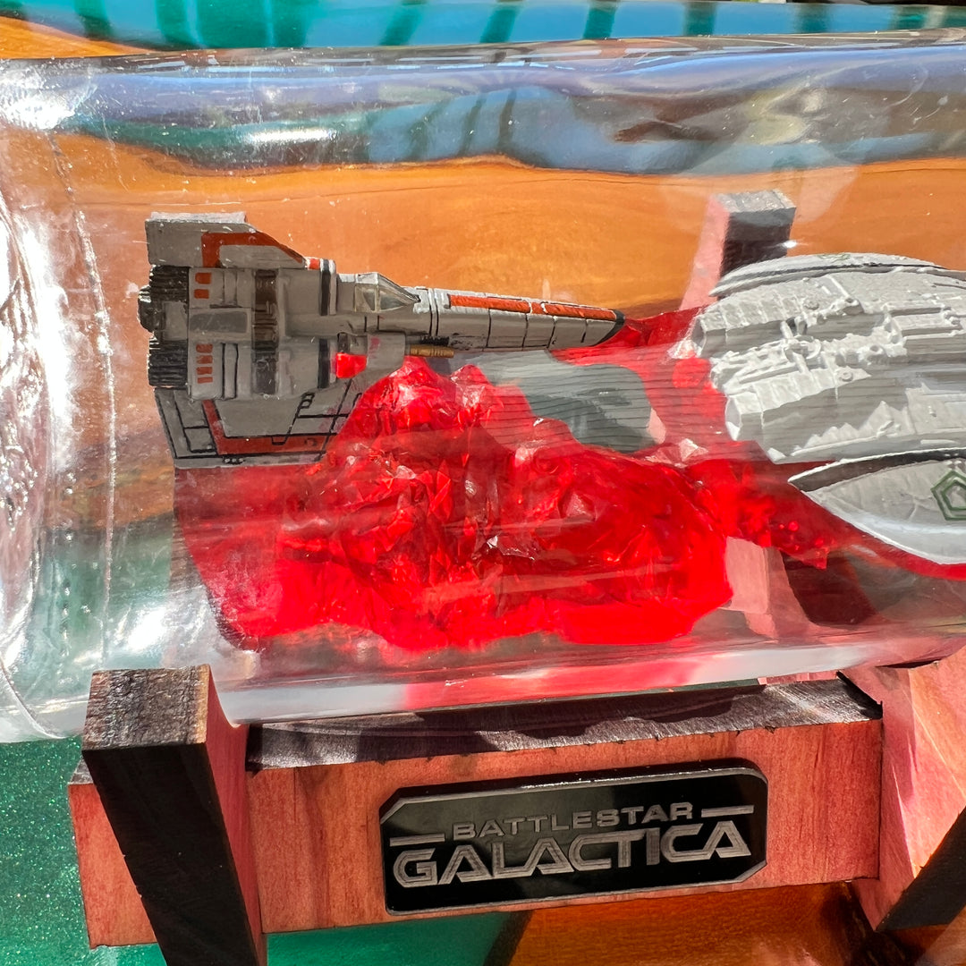 Battlestar Galactica Viper vs Raider Starship in a Bottle