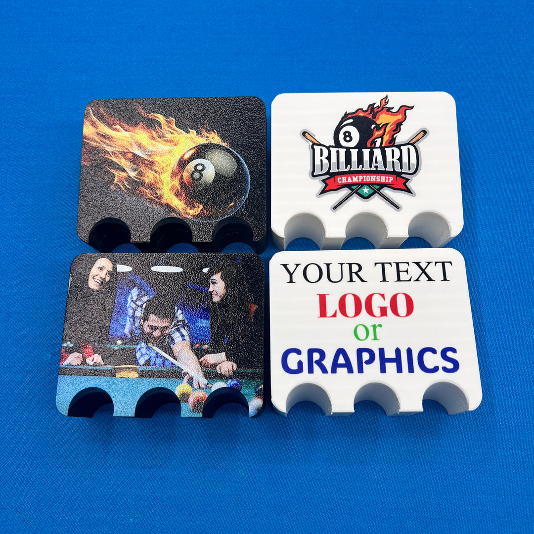 Custom Color 3 Billiards Cue  Holder Claw With Your Photos, Text or Graphics
