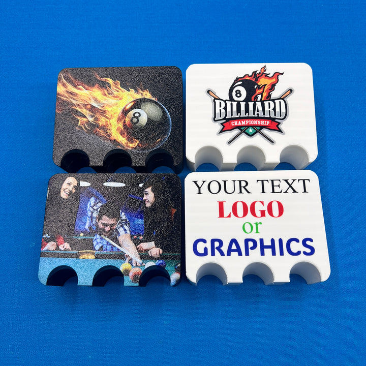 Custom Color 3 Billiards Cue  Holder Claw With Your Photos, Text or Graphics