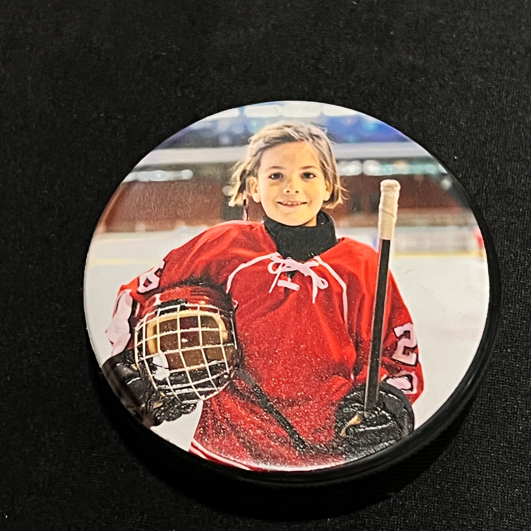 Custom Color Hockey Pucks with Your Logo, Photo, Text or Graphics