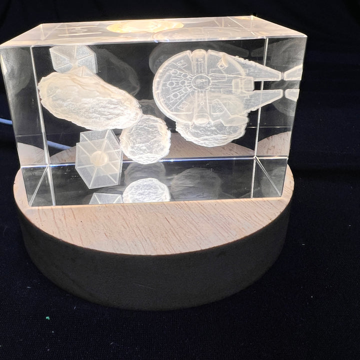 Millennium Falcon Asteroid Chase With Tie Fighters Lighted Cryo Starship