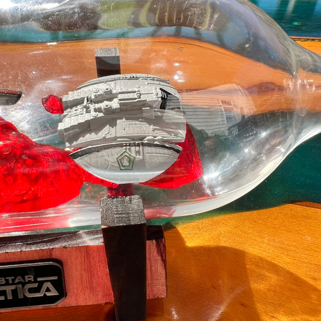 Battlestar Galactica Viper vs Raider Starship in a Bottle