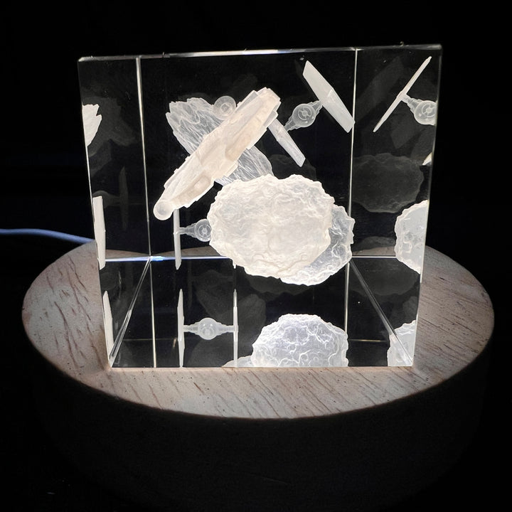 Millennium Falcon Asteroid Chase With Tie Fighters Lighted Cryo Starship