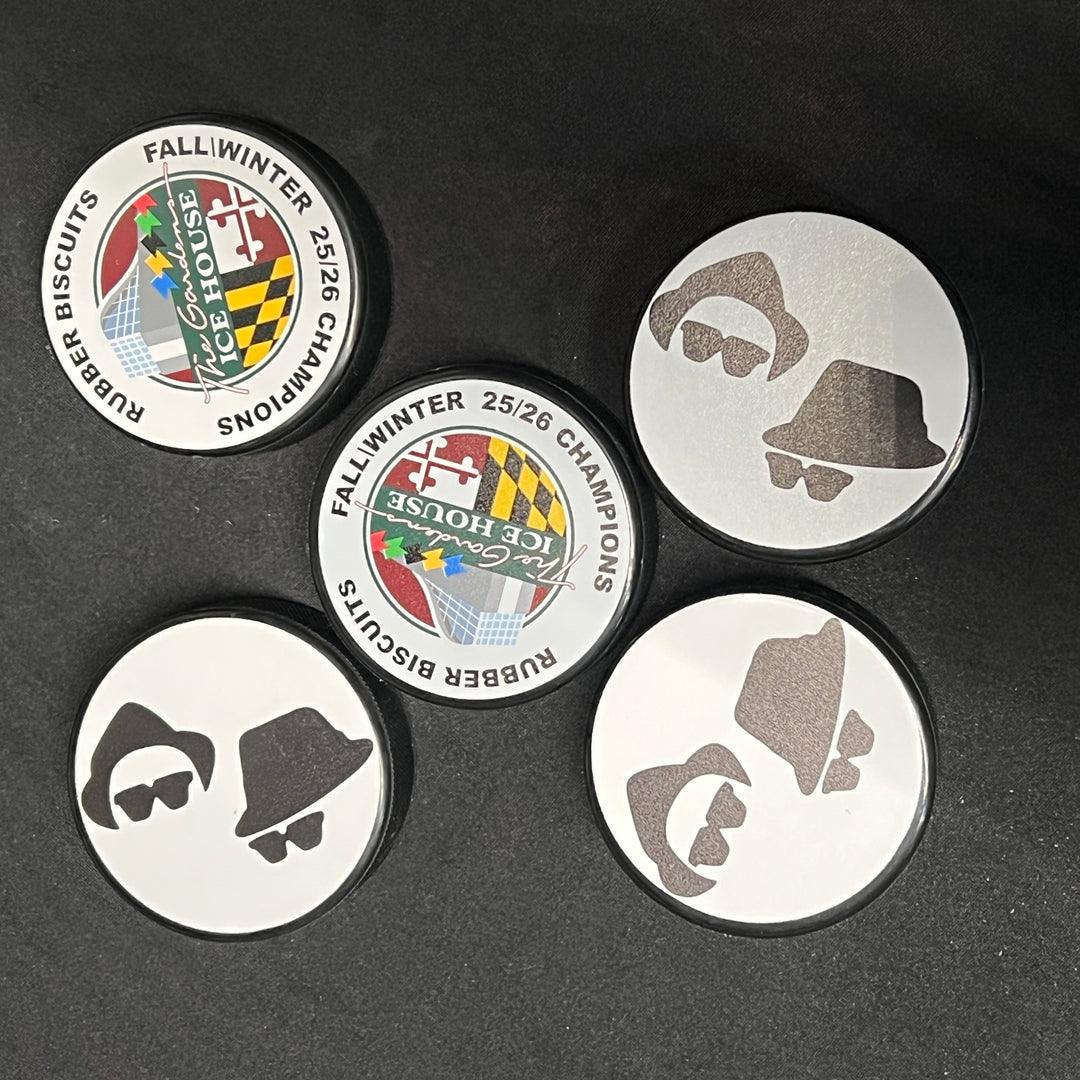 Custom Color Hockey Pucks with Your Logo, Photo, Text or Graphics