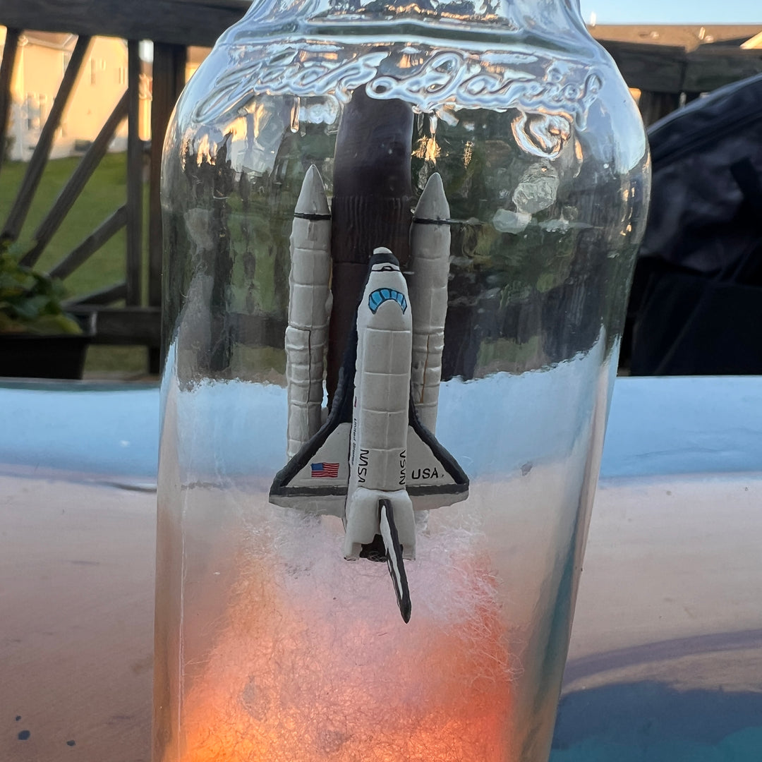 NASA Space Shuttle Launch in a Jack Daniels Beer Bottle