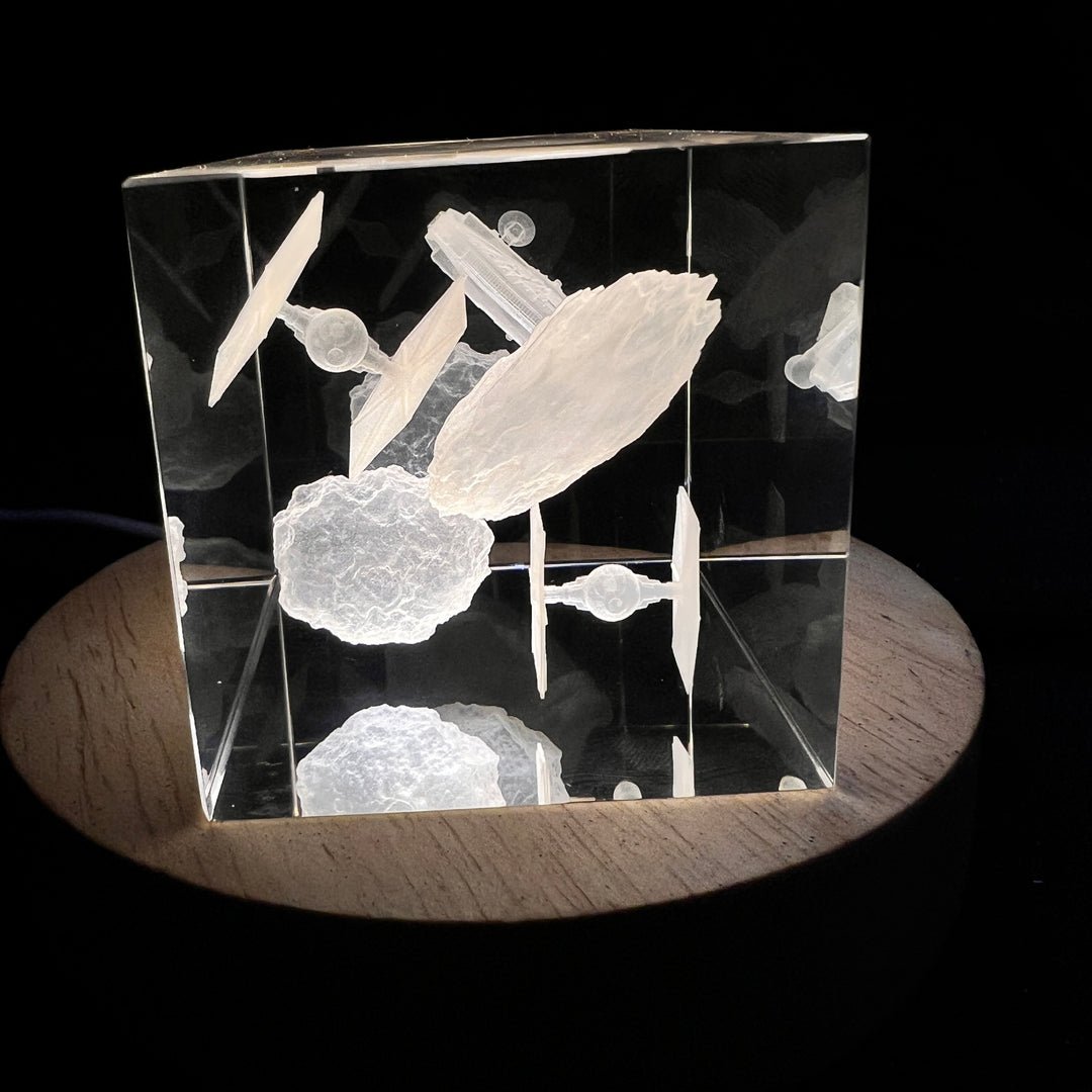 Millennium Falcon Asteroid Chase With Tie Fighters Lighted Cryo Starship