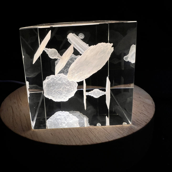 Millennium Falcon Asteroid Chase With Tie Fighters Lighted Cryo Starship