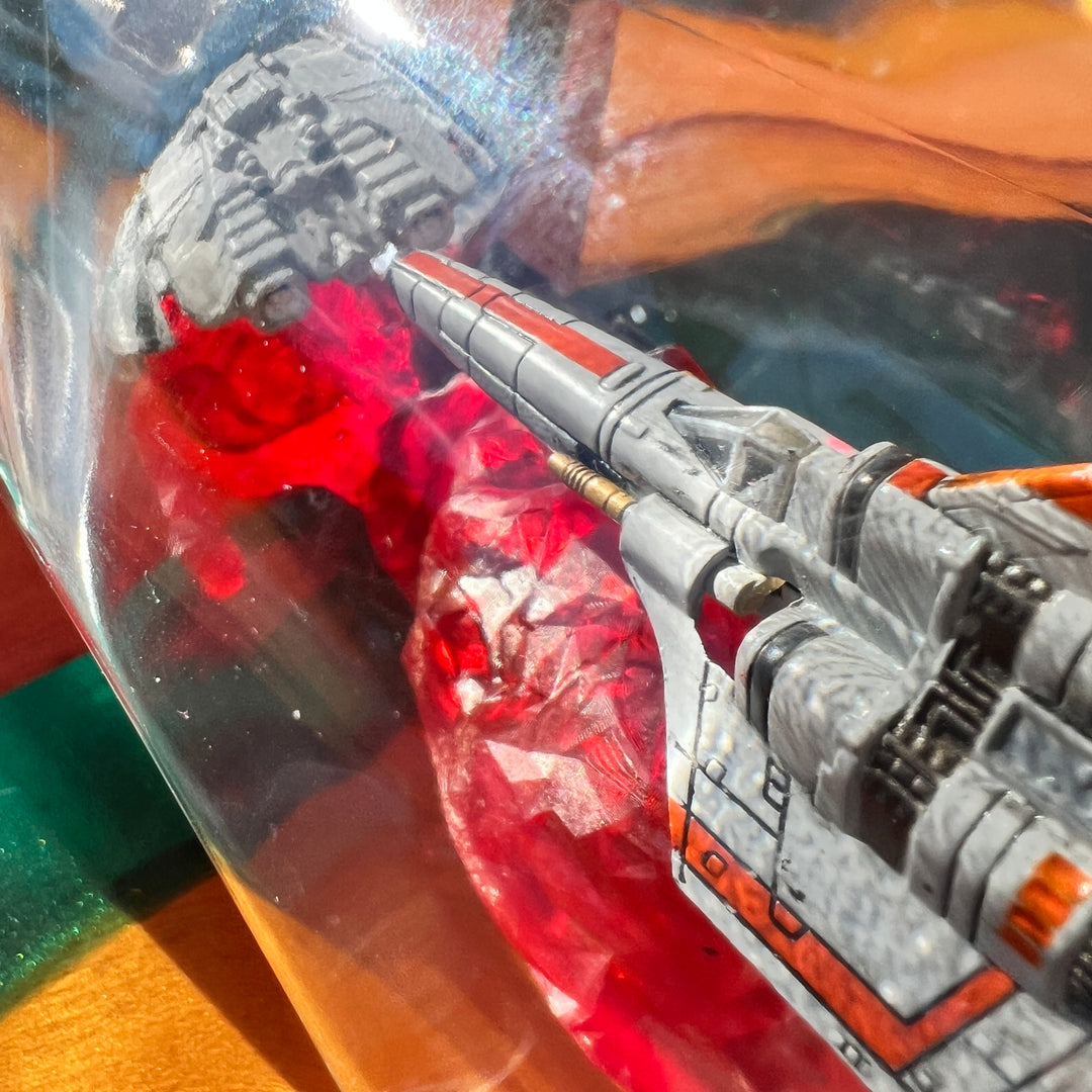 Battlestar Galactica Viper vs Raider Starship in a Bottle