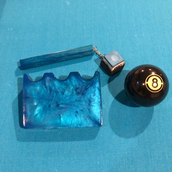 Pool Claw Resin Blue and Green With Matching Chalk Holder Billiards