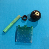 2 Cue Pool Claw Resin Blue and Green With Matching Chalk Holder Billiards