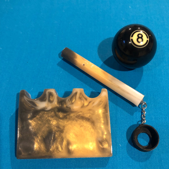 Pool Claw Resin Vegas Knights Gold Black and White With Matching Chalk Holder Billiards