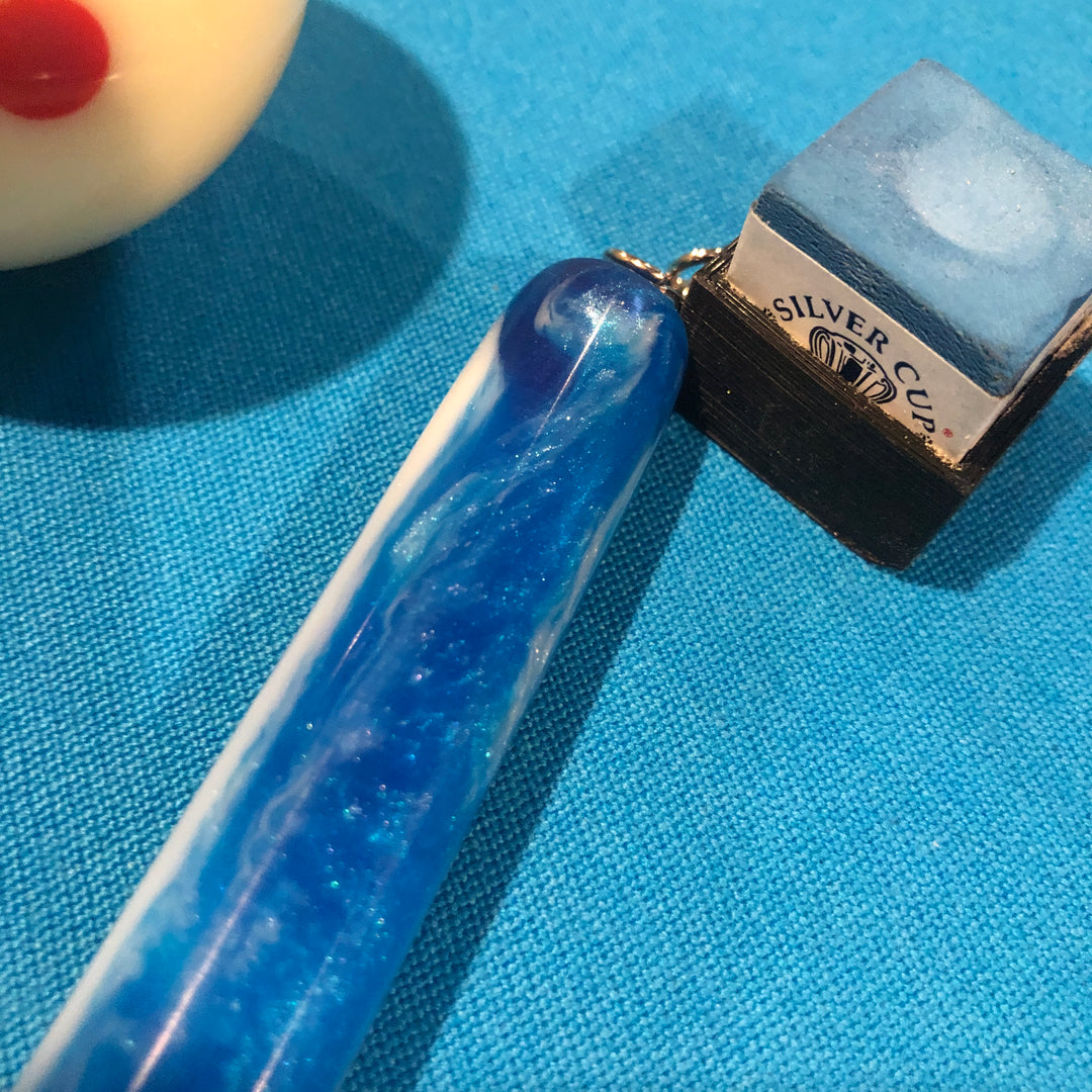 Resin Pool Chalk Pocket Holder  Blue and White Epoxy with Square, Round or Octagon Holder