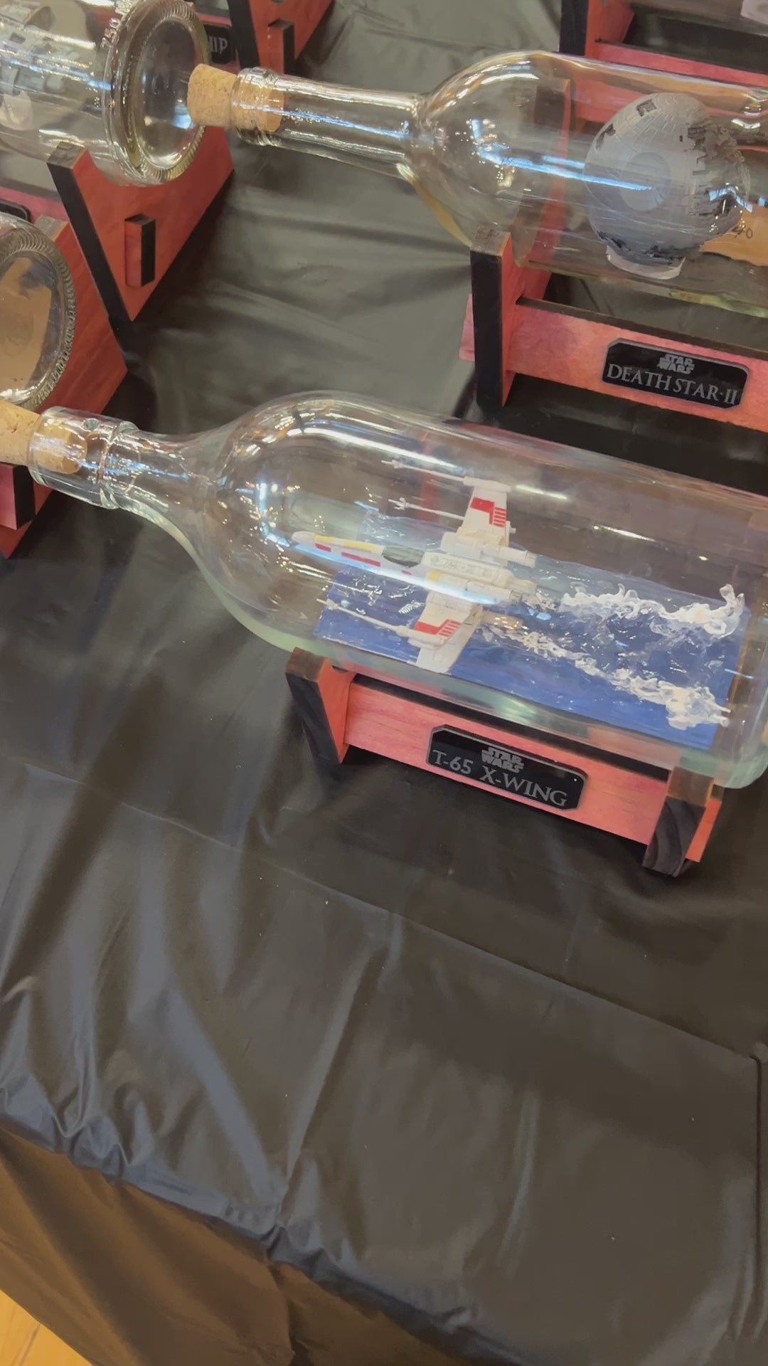 Star Wars X-Wing Over Water in a Wine Bottle