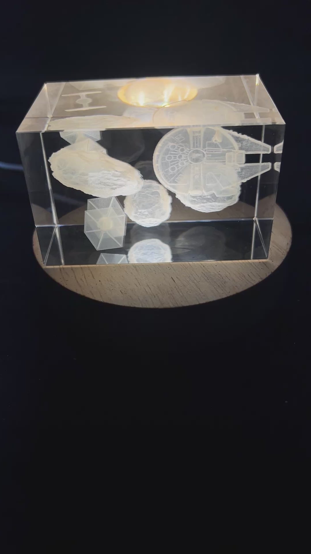 Millennium Falcon Asteroid Chase With Tie Fighters Lighted Cryo Starship