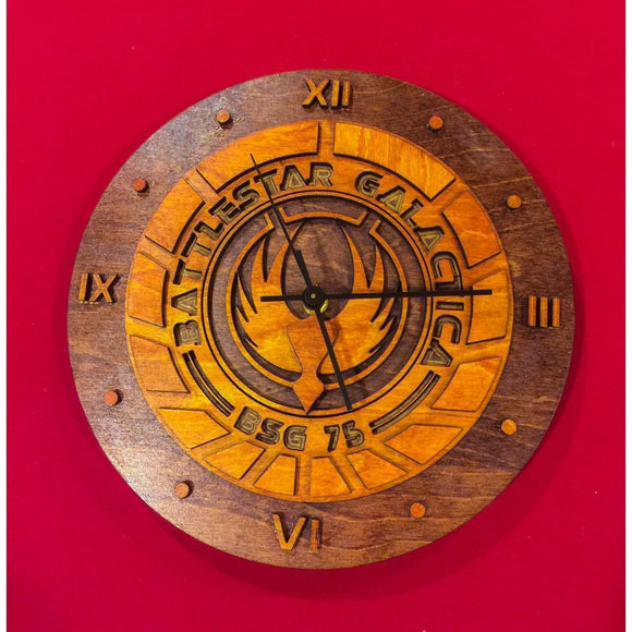 Battlestar Galactica Laser Cut Stained Wood Clock - CCHobby