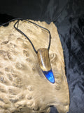 Burl Wood and Blue Resin Shark Tooth Pendant - CCHobby