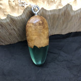 Burl Wood and Green Resin Pendant - CCHobby