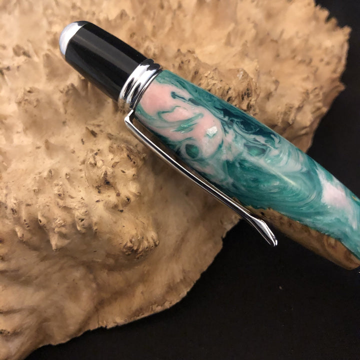 Custom Burl Wood and Acrylic Sorority AKA Pen - CCHobby