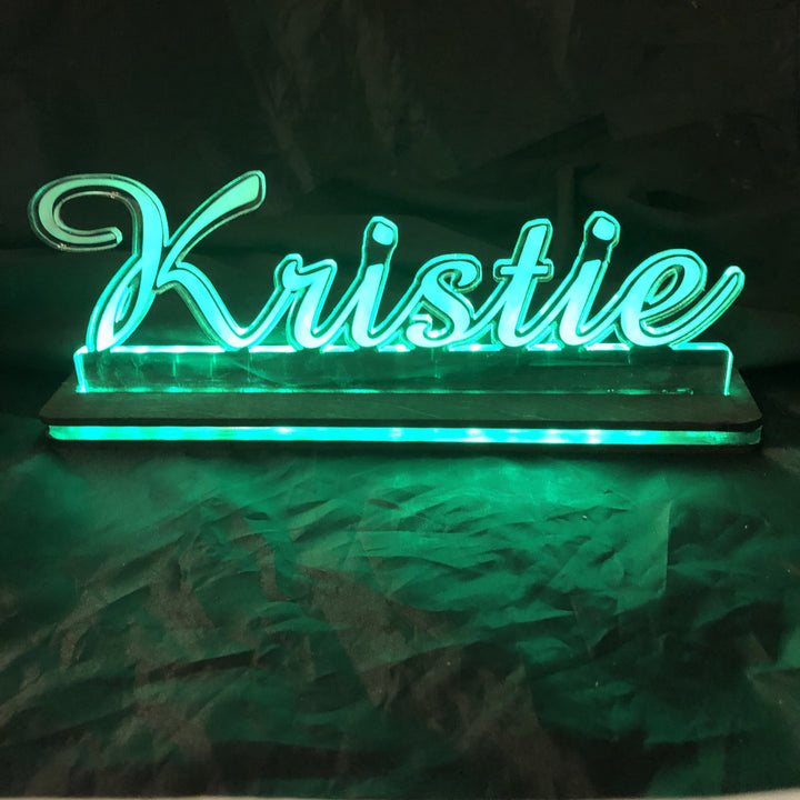 Custom Cut Name Sign Edge Lit LED Acrylic Sign - CCHobby