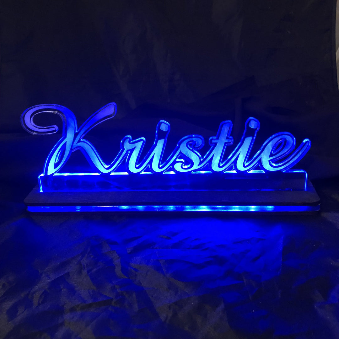 Custom Cut Name Sign Edge Lit LED Acrylic Sign - CCHobby