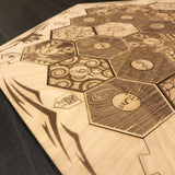Custom Engraved 5-6 Player Settlers of Catan Board Set with Laser Etched Terrain, Border and Number Pieces - CCHobby