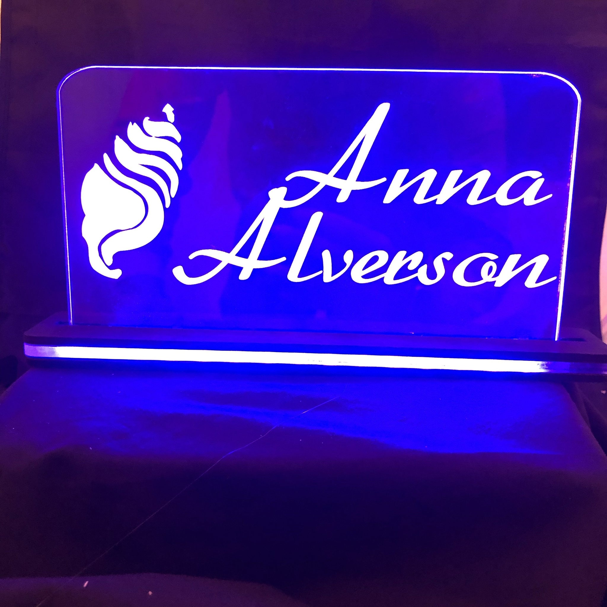 Custom LED Edge Lighted Acrylic Laser Engraved and Cut Sign 6