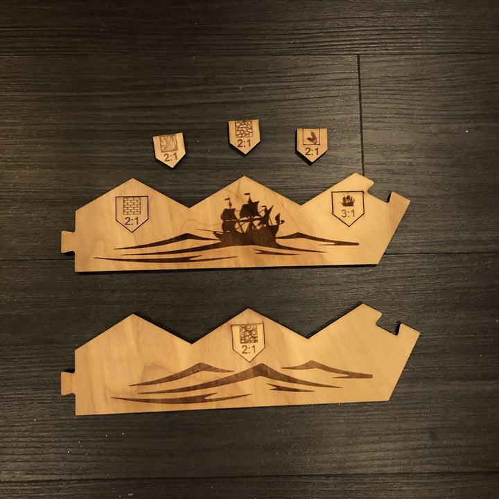 Custom Settlers of Catan Board Set with Laser Etched Terrain, Border and Number Pieces - CCHobby