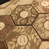 Custom Settlers of Catan Board Set with Laser Etched Terrain, Border and Number Pieces - CCHobby