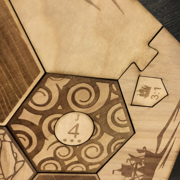 Custom Settlers of Catan Board Set with Laser Etched Terrain, Border and Number Pieces - CCHobby