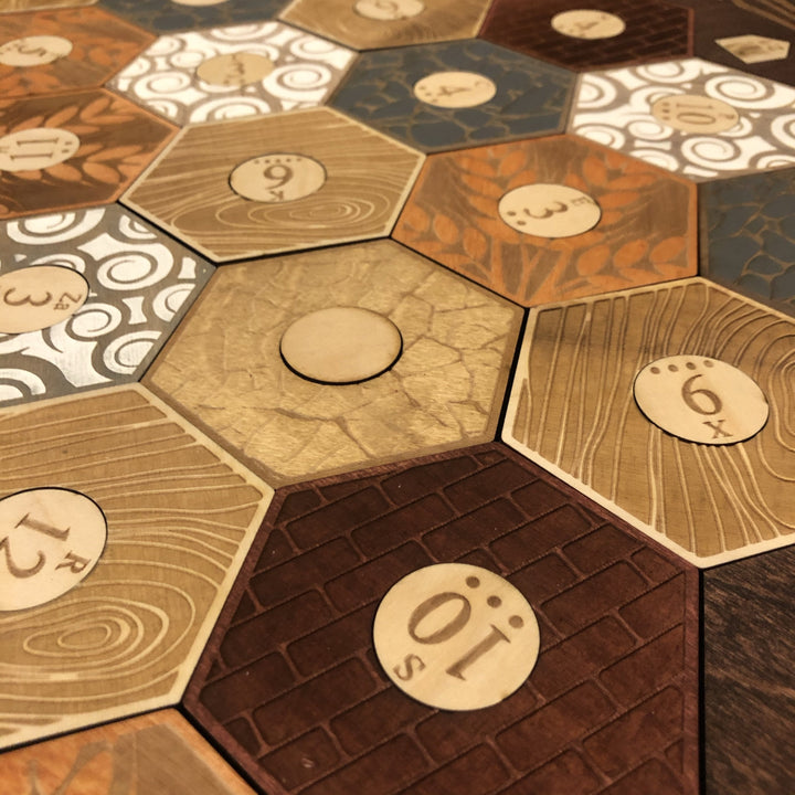 Custom Stained Custom Engraved 5-6 Player Settlers of Catan Board Set with Box - CCHobby