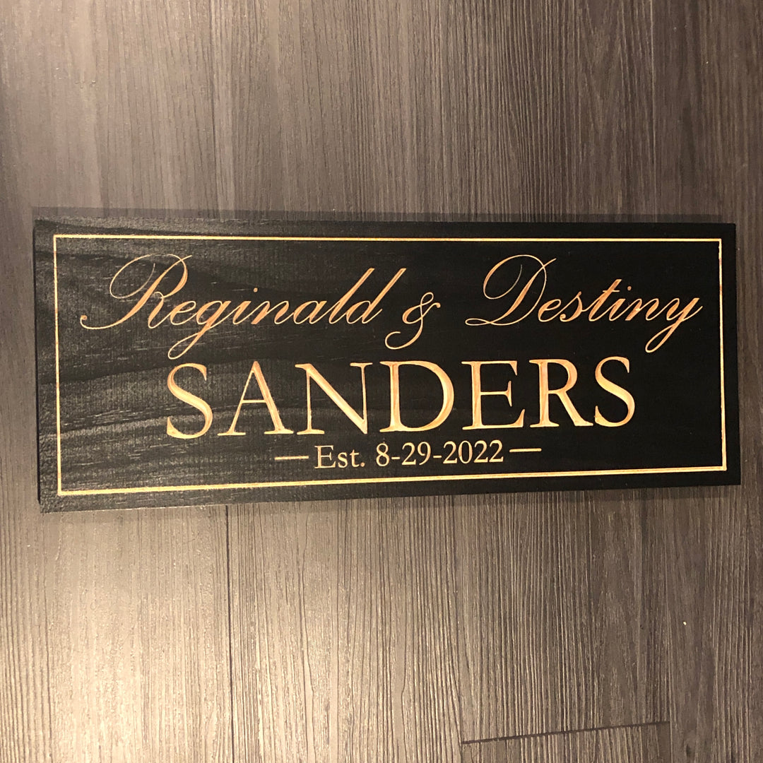 Personalized Wood Family Established Sign Engraved With Your Name and Date