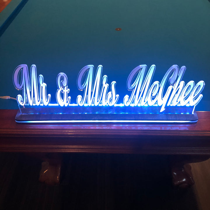 Custom Cut Name Sign Edge Lit LED Acrylic Sign