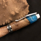 Majestic Rollerball Pen with Maple Burl and Blue Resin