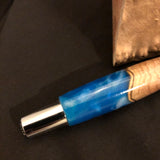 Majestic Rollerball Pen with Maple Burl and Blue Resin