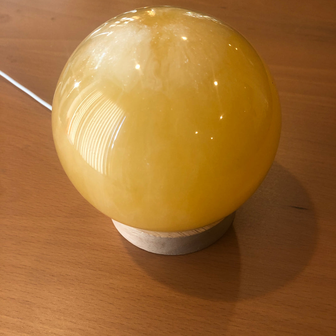 Resin Sphere Night Light Yellow