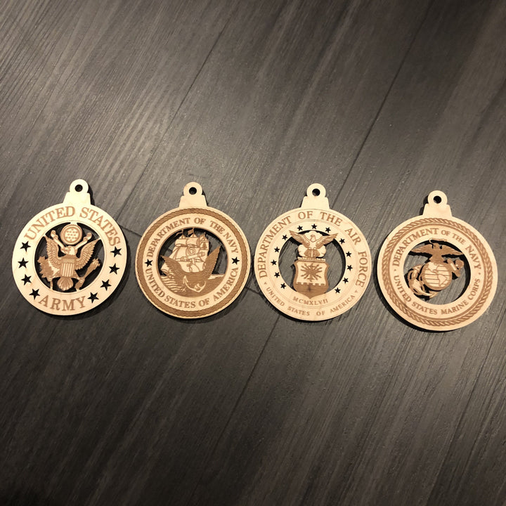 Military Branch Seal Christmas Ornaments Army, Navy, Air Force or Marines - CCHobby